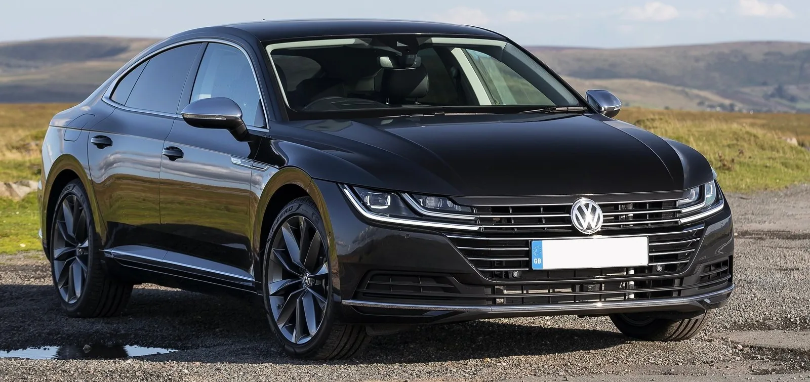 A dark grey Volkswagen fastback